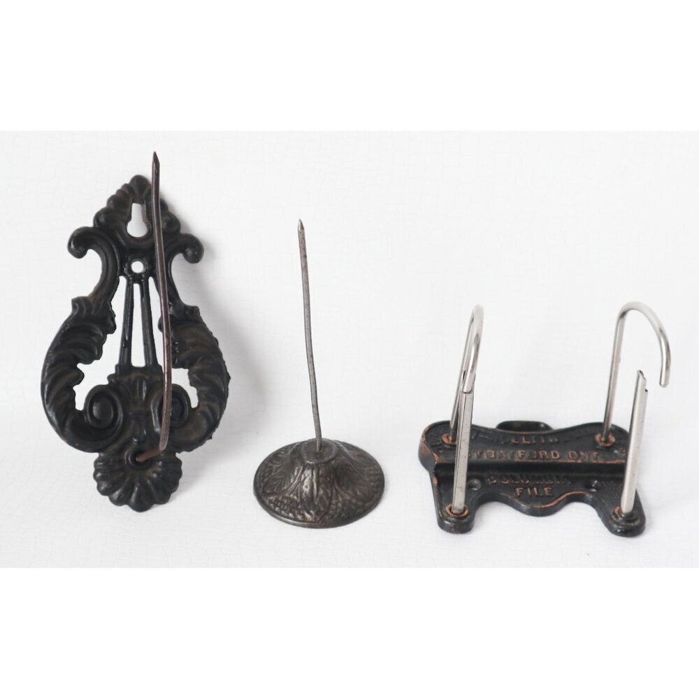 Victorian 3 Piece Lot of Cast Iron Receipt Holders Holder